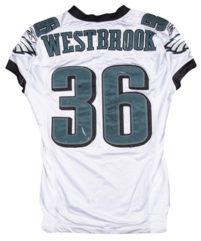 2007 Brian Westbrook Game Used & Signed Philadelphia Eagles Road Jersey Photo Matched To 9/9/2007 (Westbrook LOA)